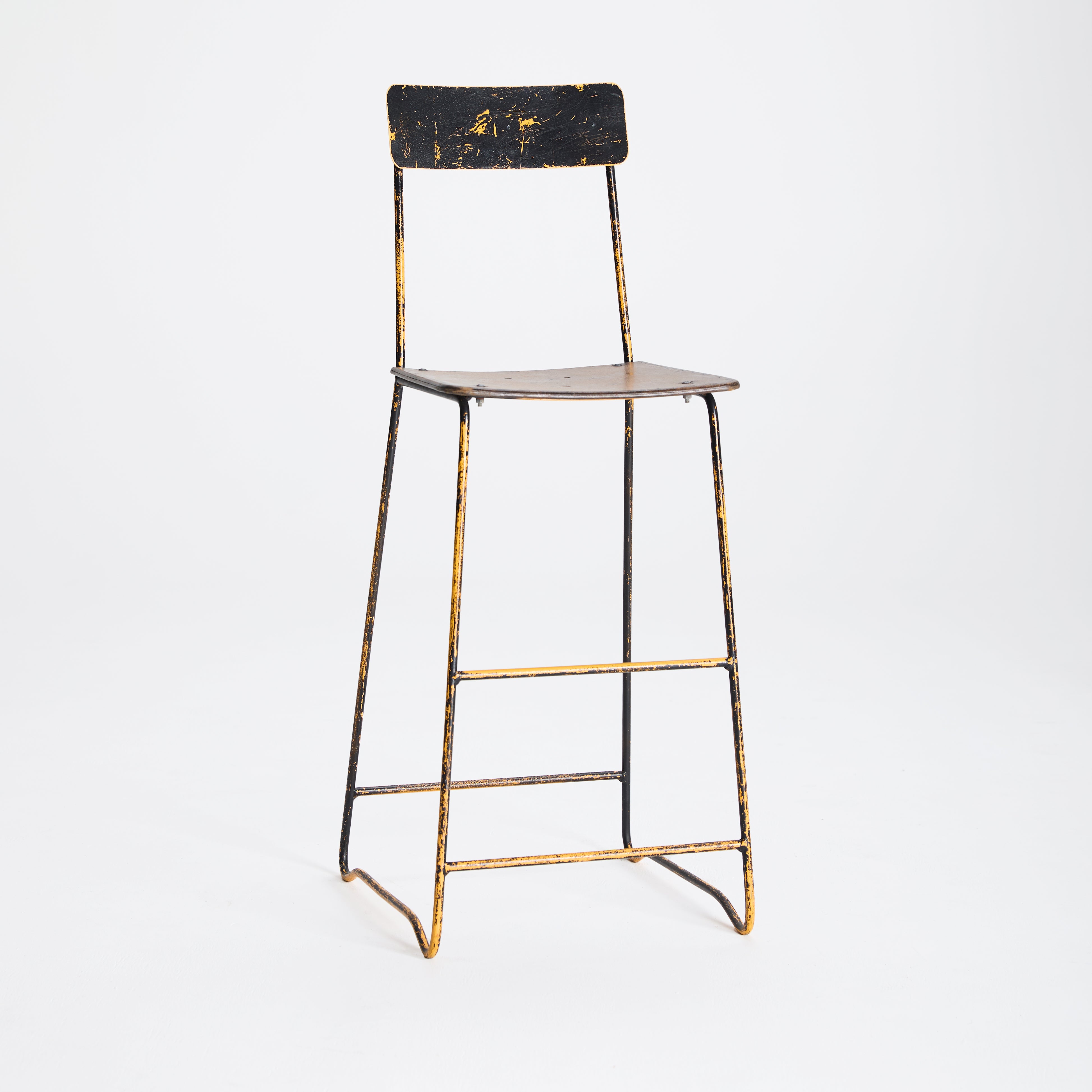 High Backed Industrial Stool | Black and Yellow