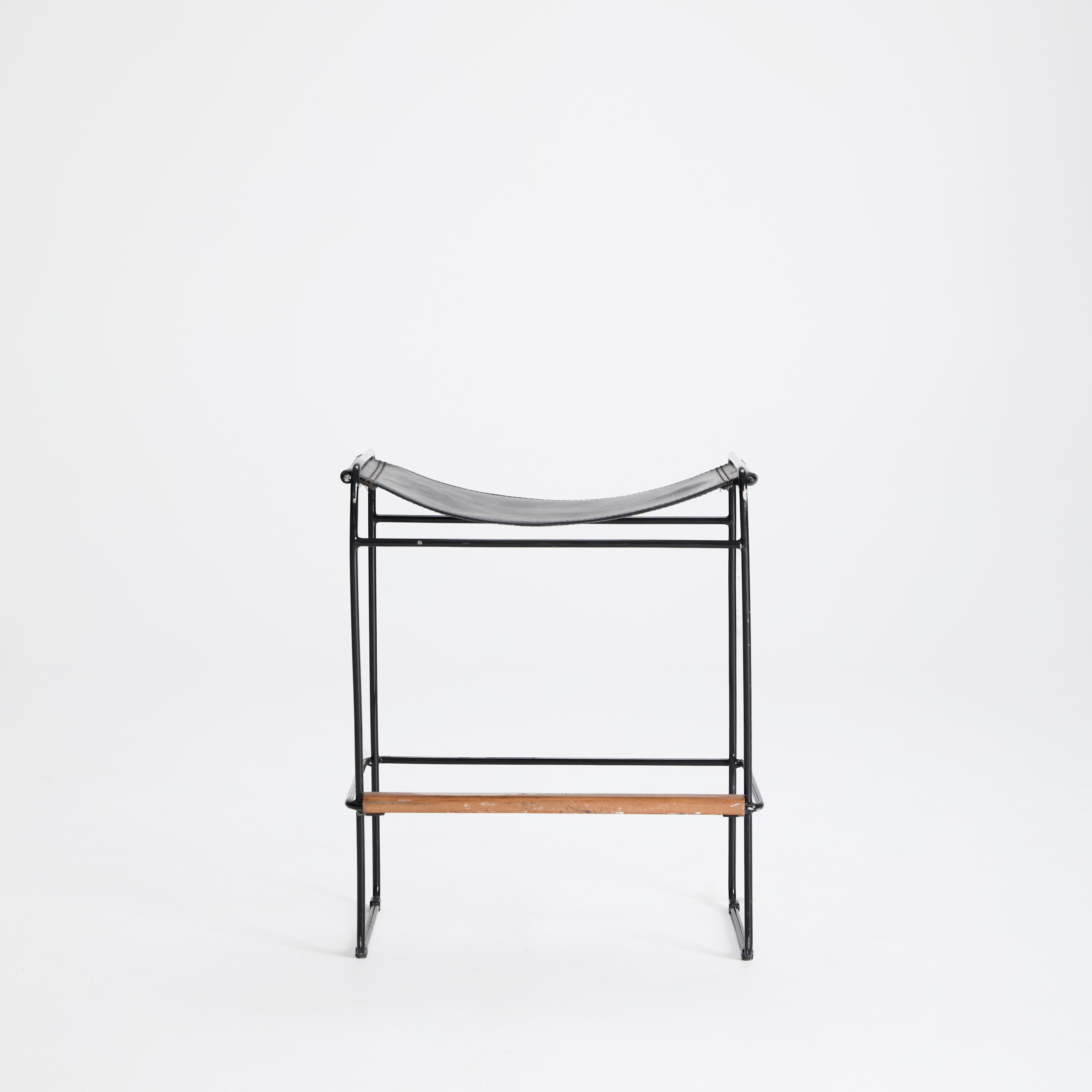 Black Leather Saddle Stool